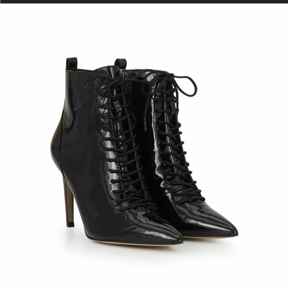 Sam Edelman Francis black patent lace up bootie size 7